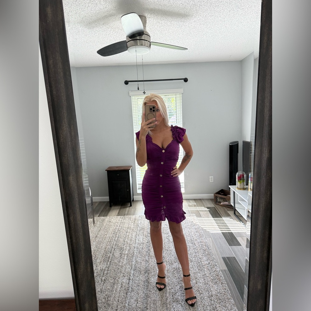 Zara Purple Mini Dress with Ruffle Sleeves
